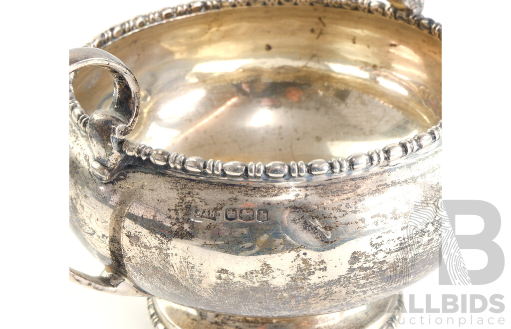 Antique Walker & Hall Sheffield Silver Plate Teapot, Sugar Dish and Creamer
