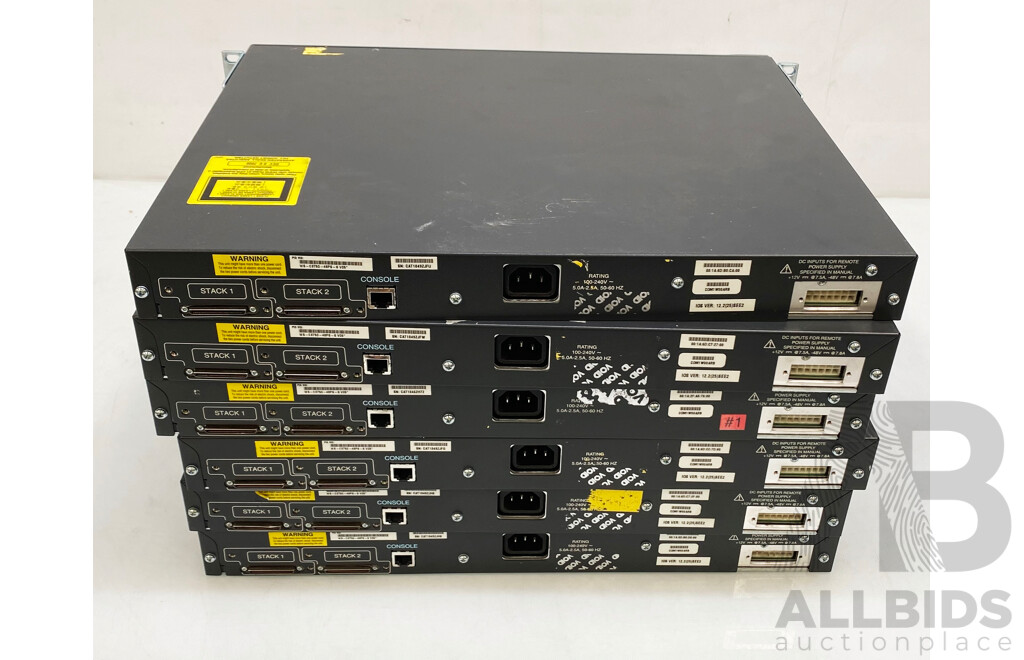 Cisco Catalyst (WS-C3750-48PS-S) 3750 Series PoE-48 48-Port Fast Ethernet PoE Switch - Lot of Six