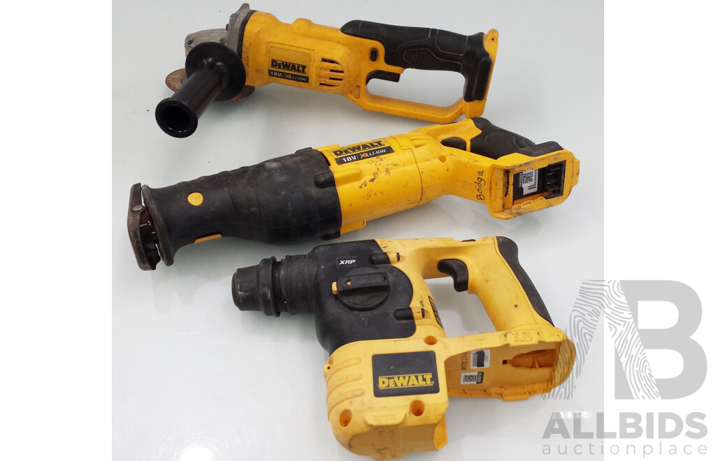 DeWalt 18 Volt Lithium Ion Cordless Power Tools - Lot of Three