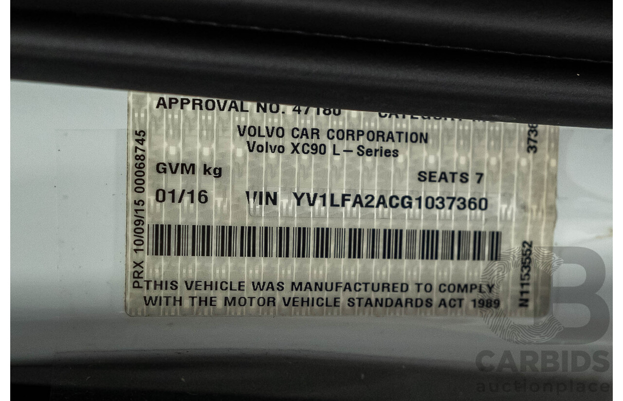 1/2016 Volvo XC90 T6 2.0 Momentum 256 MY16 4d Wagon White Twincharge 2.0L - 7 Seater