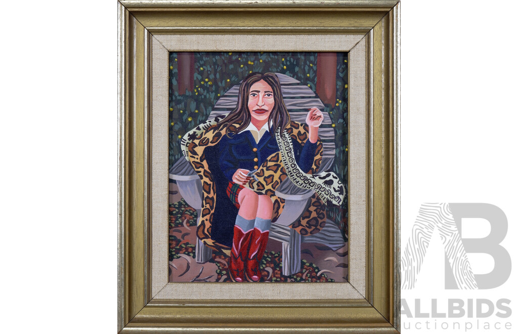 David McKay (Born 1956 - Original Mambo Artist), Portrait of Euva Andersen, Oil on Canvas on Board, 24 X 18.5 Cm