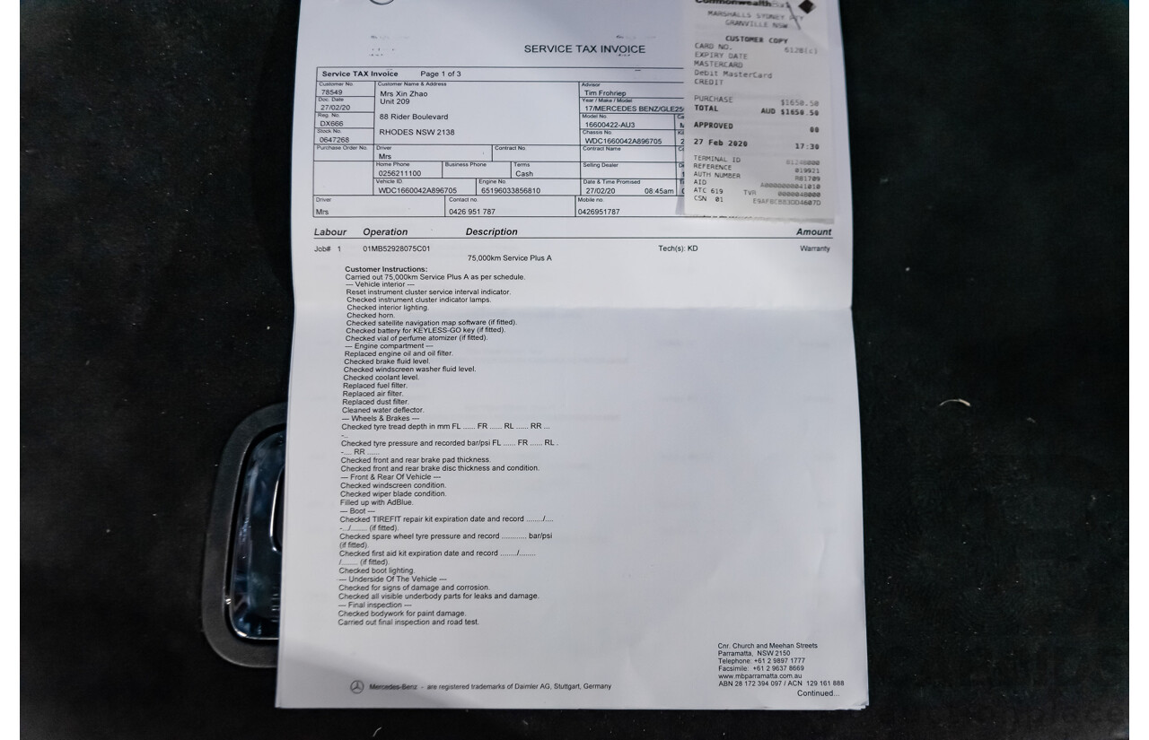 3/2017 Mercedes-Benz GLE 250 d 166 4d Wagon White 2.1L Turbo Diesel