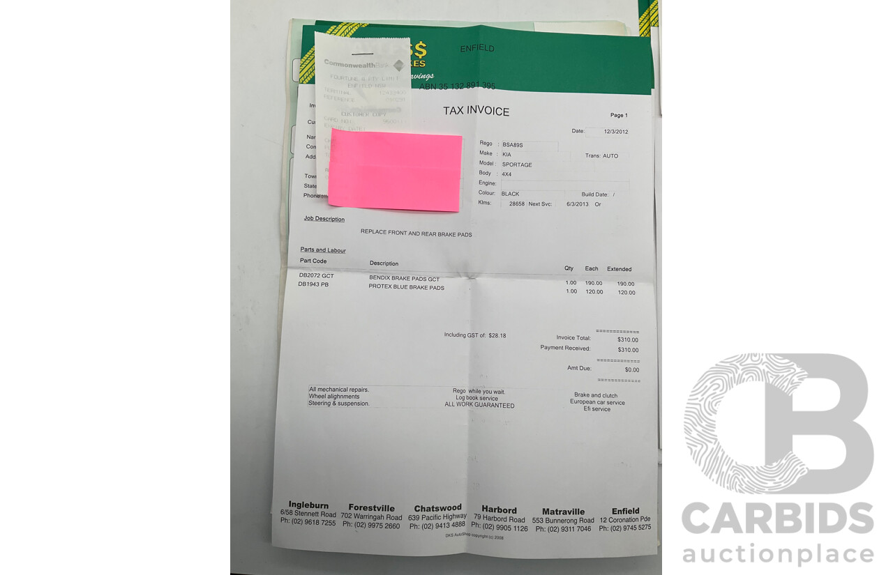 7/2010 Kia Sportage Si SL 4d Wagon Black 2.0L