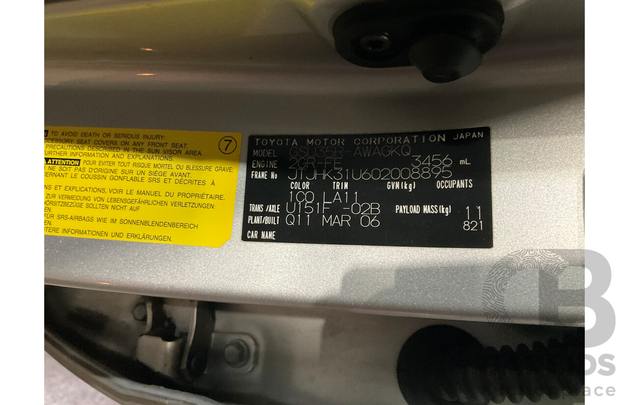 4/2006 Lexus RX350 Sports Luxury GSU35R 4d Wagon Silver V6 3.5L