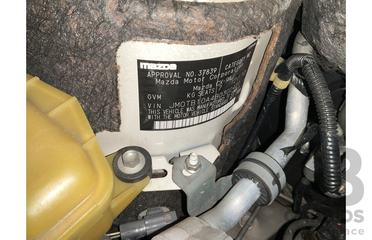 12/2010 Mazda CX-9 Grand Touring (AWD) MY10 Upgrade 4d Wagon White 7 Seater V6 3.7L