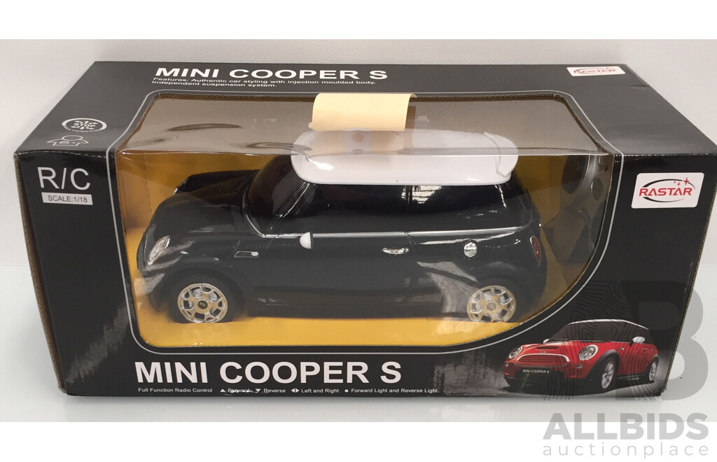 Rastar Black Mini Cooper S with Radio Control  - 1/18 Scale
