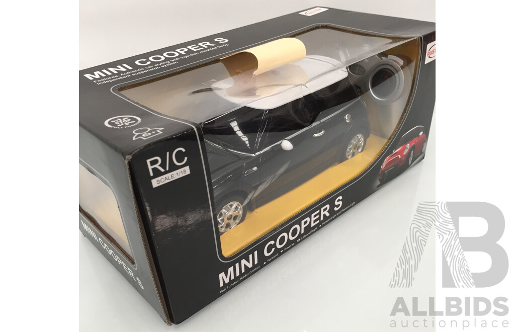 Rastar Black Mini Cooper S with Radio Control  - 1/18 Scale