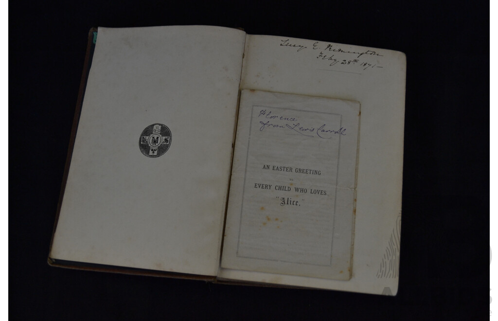 Alice in Wonderland, Lewis Carroll. 1870 Hardcover with Signed Easter Card From the Author