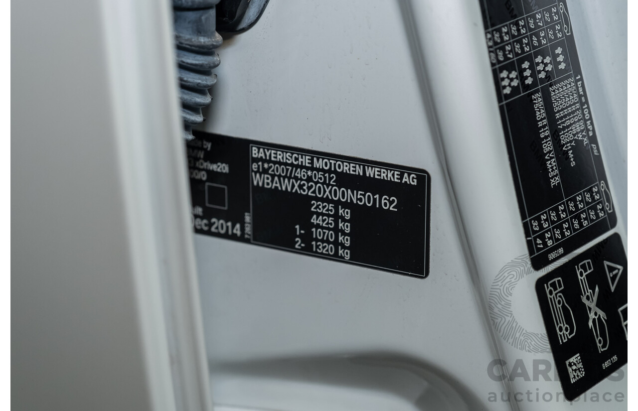 2/2015 Bmw X3 Xdrive 20i (AWD) F25 MY15 4d Wagon White Turbo 2.0L