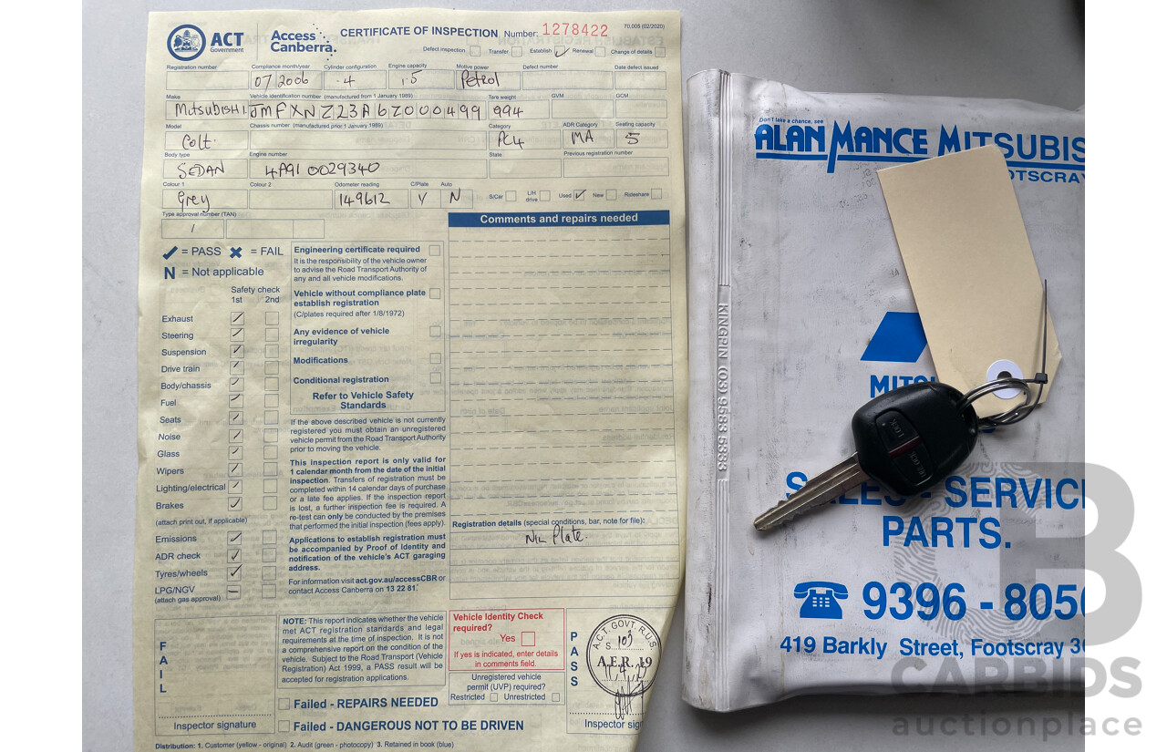7/2006 Mitsubishi Colt ES RG MY06 UPGRADE 5d Hatchback Grey 1.5L