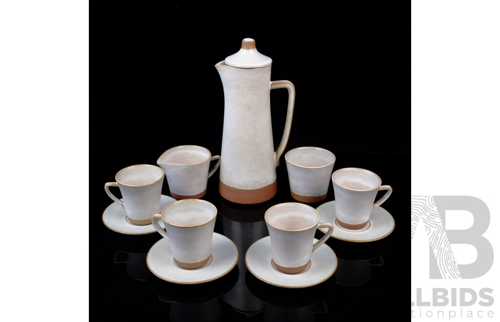 Danish Greta Eleven Piece Pottery Coffee Set, Signed to Base