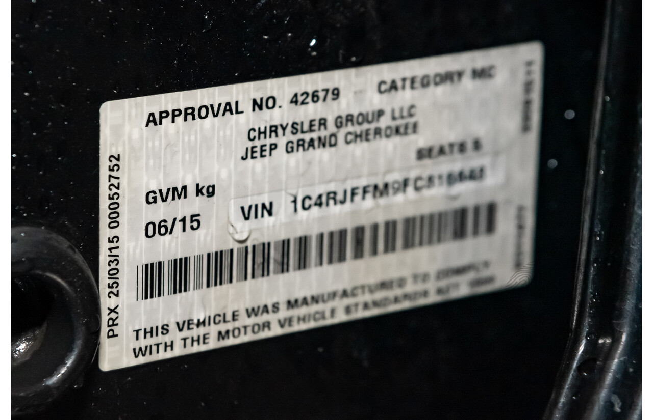 6/2015 Jeep Grand Cherokee Limited (4x4) WK MY15 4d Wagon Grey 3.0L V6 Turbo Diesel