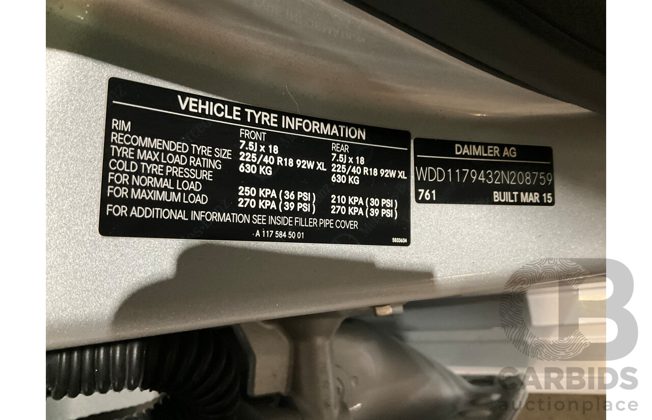 5/2015 Mercedes-Benz CLA 200 Shooting Brake AMG Package 117 4d Wagon Polar Silver Metallic Turbo 1.6L
