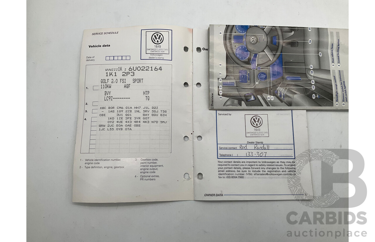 3/2006 Volkswagen Golf 2.0 FSI Sportline 1K 5d Hatchback Black 2.0L