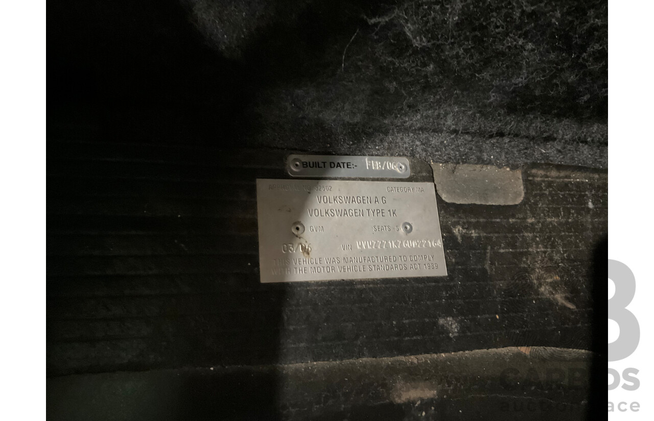 3/2006 Volkswagen Golf 2.0 FSI Sportline 1K 5d Hatchback Black 2.0L