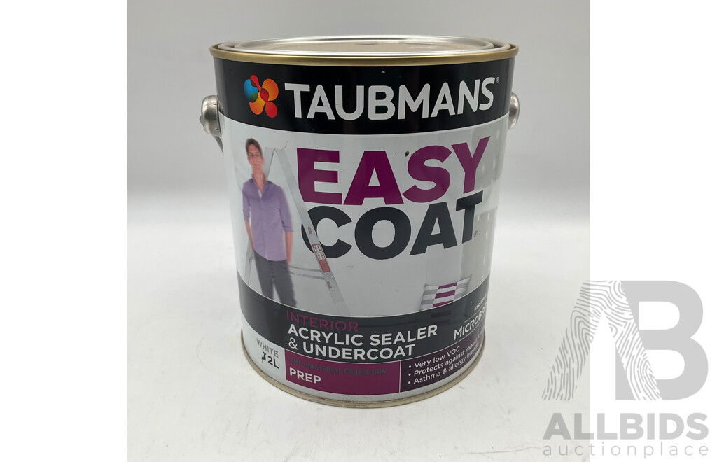 TAUBMANS Easy Coat PREP White for Acrylic Sealer & Undercoat 2L - Lot of 8 - Estimated Total ORP $400.00