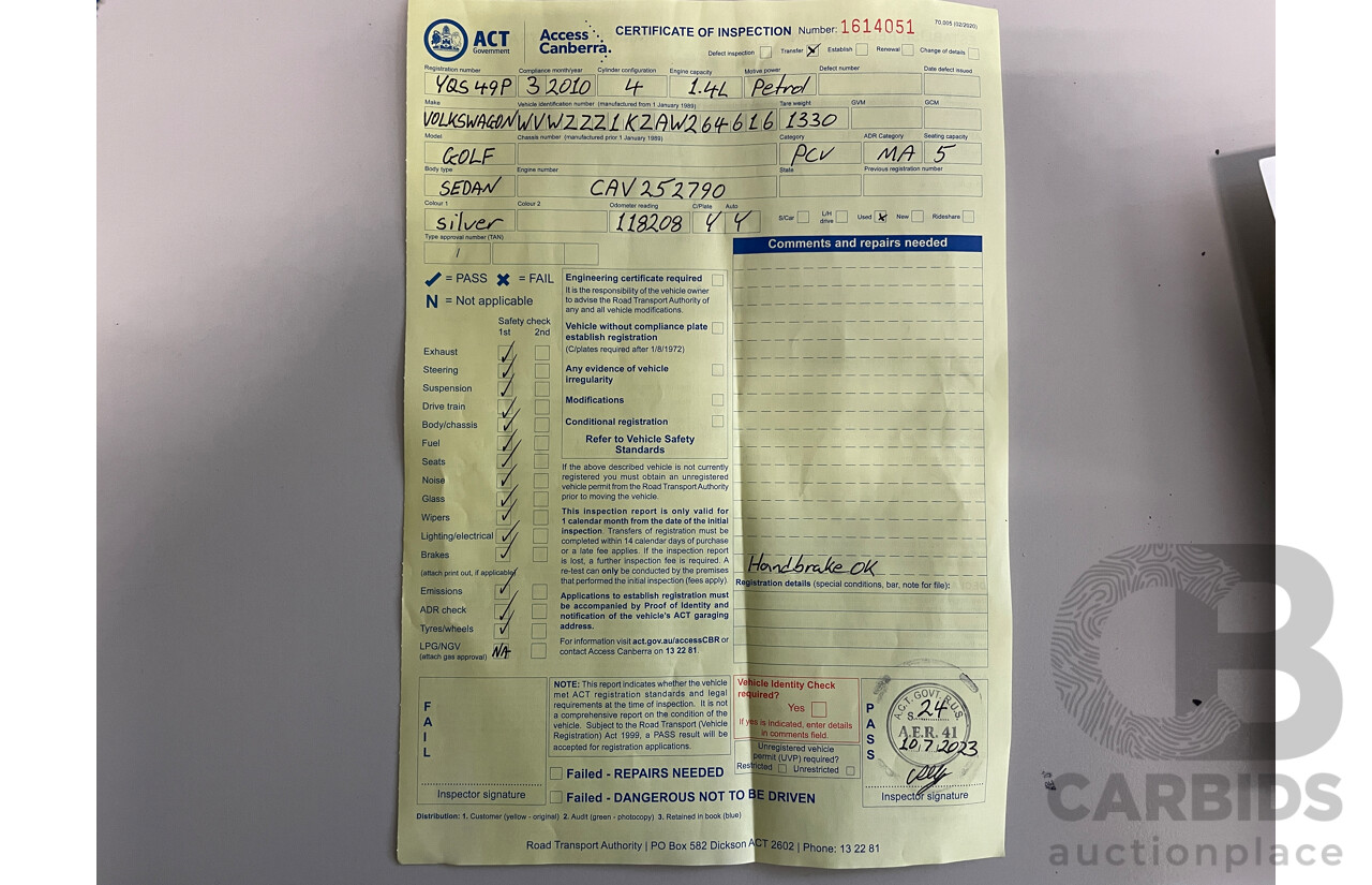 3/2010 Volkswagen Golf 118 TSI Comfortline 1K MY10 5d Hatchback Silver 1.4L