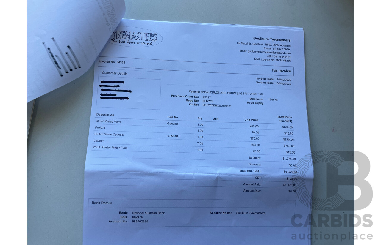 7/2013 Holden Cruze SRi V JH MY14 5d Hatchback Orange 1.6L