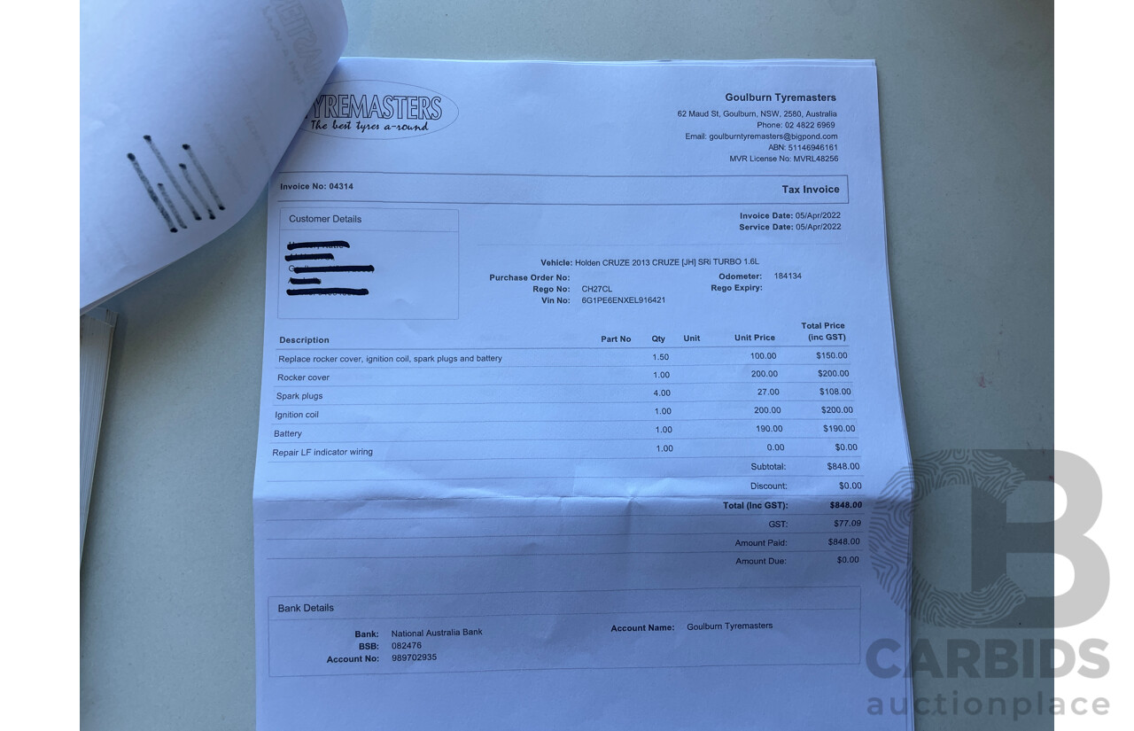 7/2013 Holden Cruze SRi V JH MY14 5d Hatchback Orange 1.6L