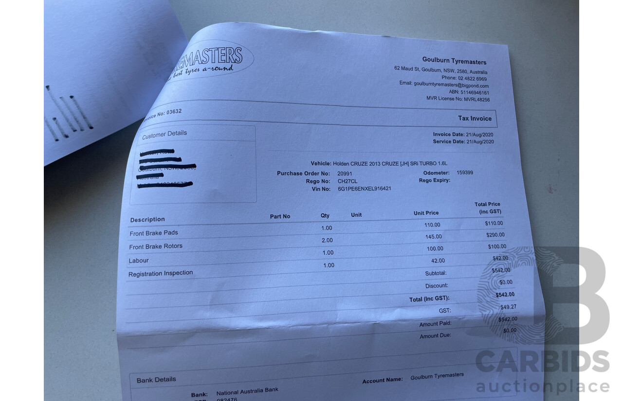 7/2013 Holden Cruze SRi V JH MY14 5d Hatchback Orange 1.6L