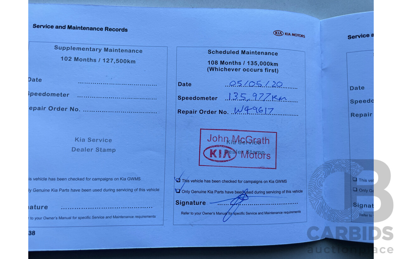 5/2013 Kia Grand Carnival Si VQ MY13 4d Wagon White 3.5L