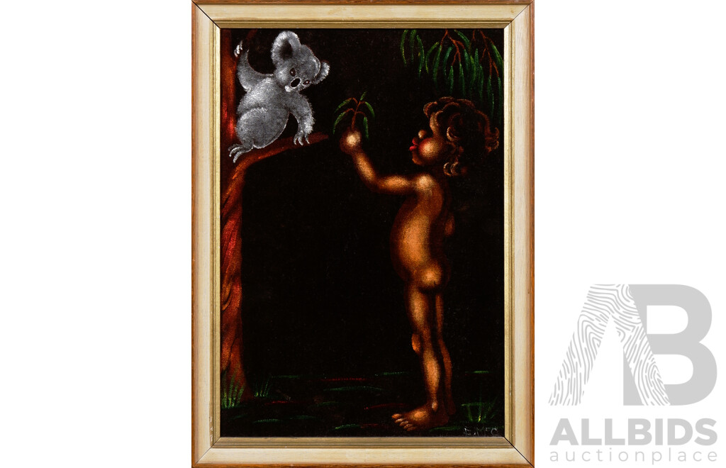 E. H. Watkins, Portrait of an Aboriginal Man, Oil on Velvet, together with another painitng on velvet, largest 40 x 32 cm (2)