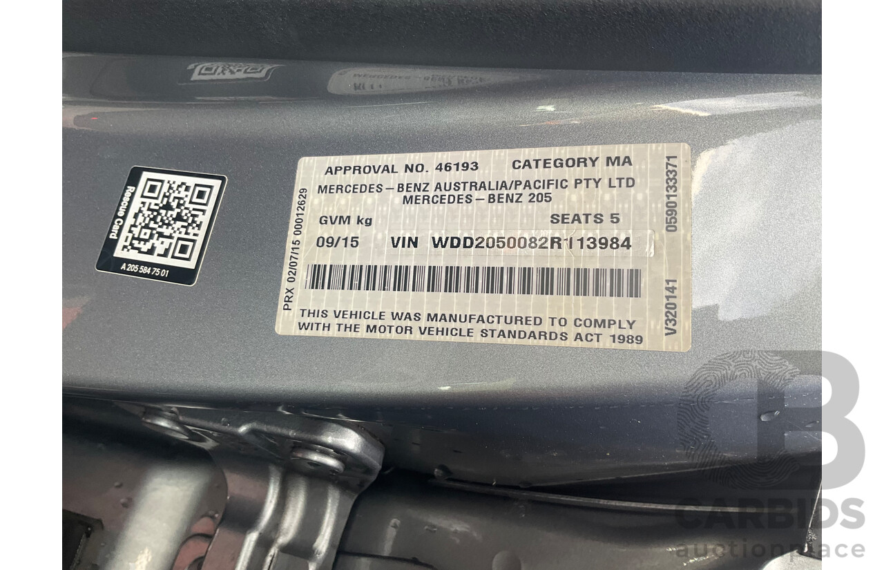 9/2015 Mercedes-Benz C250d W205 MY16 4d Sedan Palladium Silver Metallic Turbo Diesel 2.1L