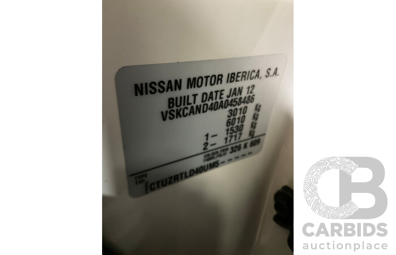 3/2012 Nissan Navara ST-X (4x4) D40 MY12 Dual Cab P/Up White Turbo Diesel V6 3.0L