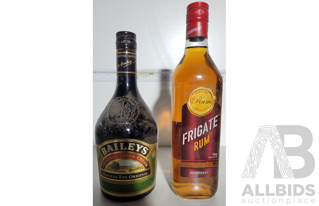 Frigate Rum Overproof 700ml and Baileys Irish Cream 700ml