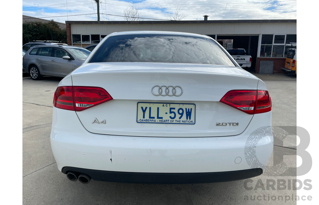 10/2010 Audi A4 2.0 TDI B8 (8K) 4d Sedan White 2.0L