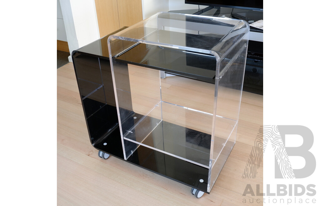 Retro Acrylic Computer Desk with Retractable Keyboard Shelf, Possibly Kartell, 78H x 72W x 40D cm