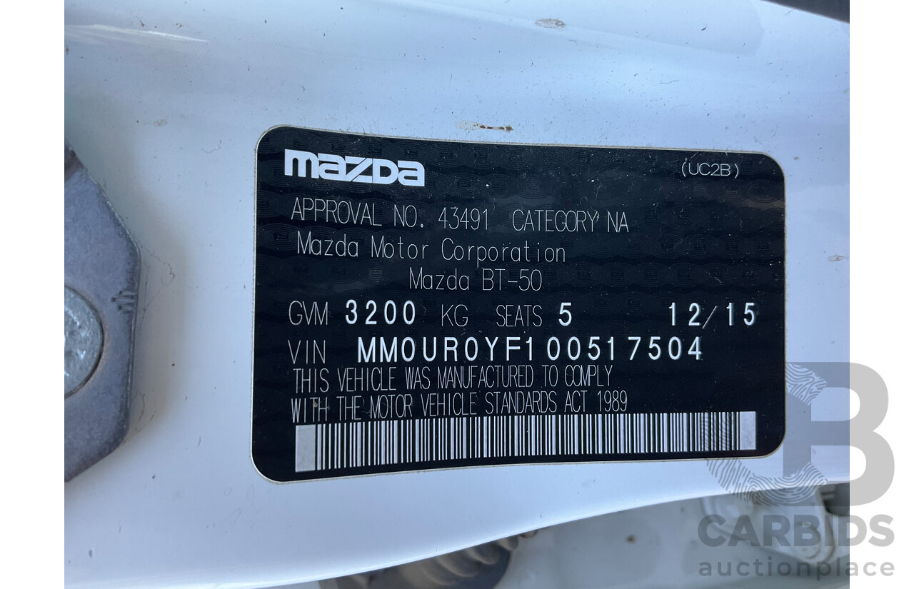 12/2015 Mazda BT-50 GT (4x4) MY16 Dual Cab Utility White Turbo Diesel 3.2L