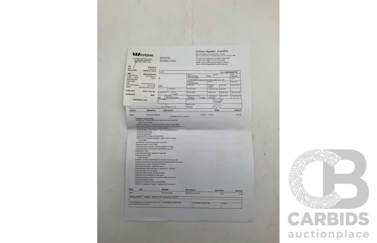 3/2017 Hyundai Tucson Highlander (AWD) TLE 4d Wagon Metallic Blue Turbo Diesel 2.0L