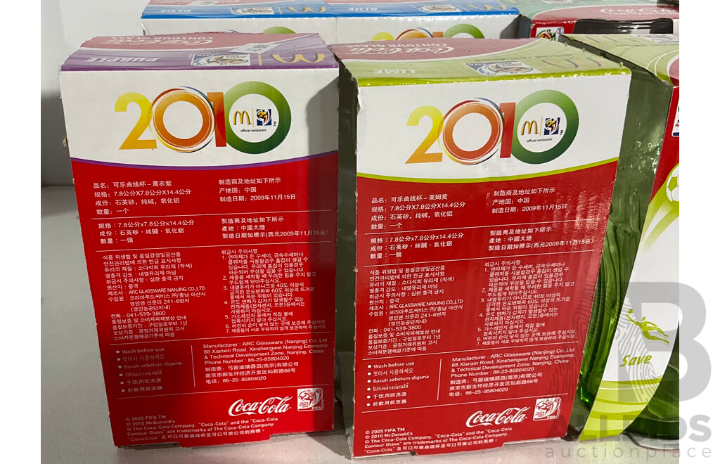 Collection of Twelve Commemorative Coca Cola FIFA 2010 World Cup McDonalds Contour Glass Sets