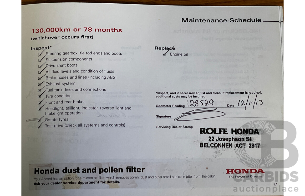 7/2006 Honda Accord VTi 40 4d Sedan Silver 2.4L