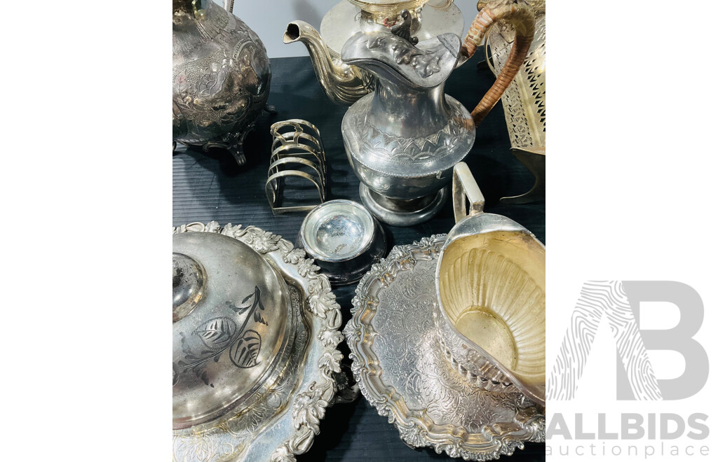 Large Collection Antique Silverplate Serving Ware