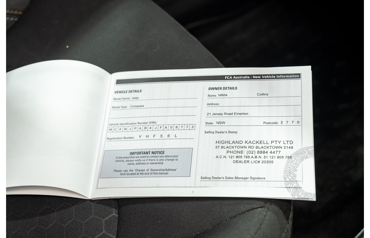 12/2017 Jeep Compass Sport M6 MY18 4d Wagon Pearl White 2.4L