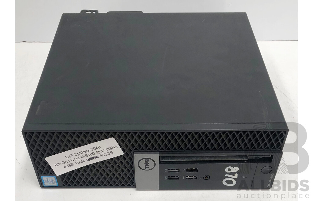 Dell OptiPlex 3040 Intel Core i3 (6100) 3.70GHz 2-Core CPU Desktop Computer