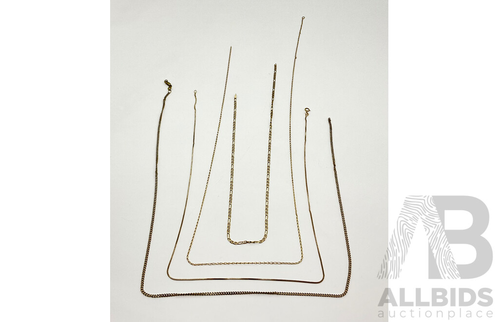 Collection of Four Broken 9CT Gold Necklaces - 17.70 Grams