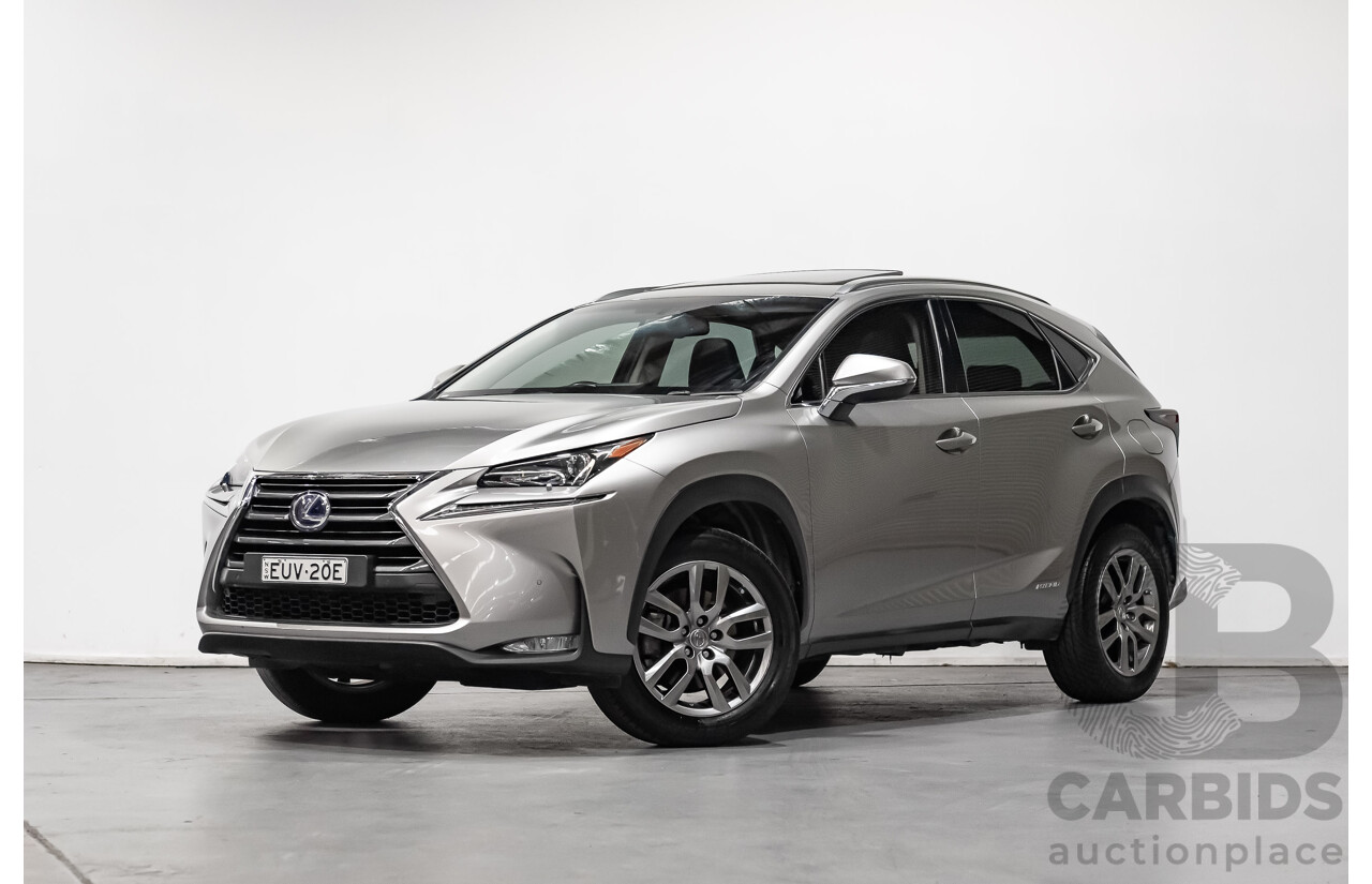 1/2015 Lexus Nx300h Luxury Hybrid (fwd) AYZ10R 4d Wagon Silver 2.5L Petrol - Hybrid