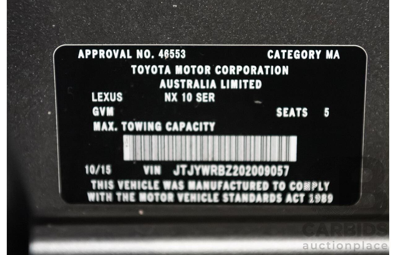 1/2015 Lexus Nx300h Luxury Hybrid (fwd) AYZ10R 4d Wagon Silver 2.5L Petrol - Hybrid