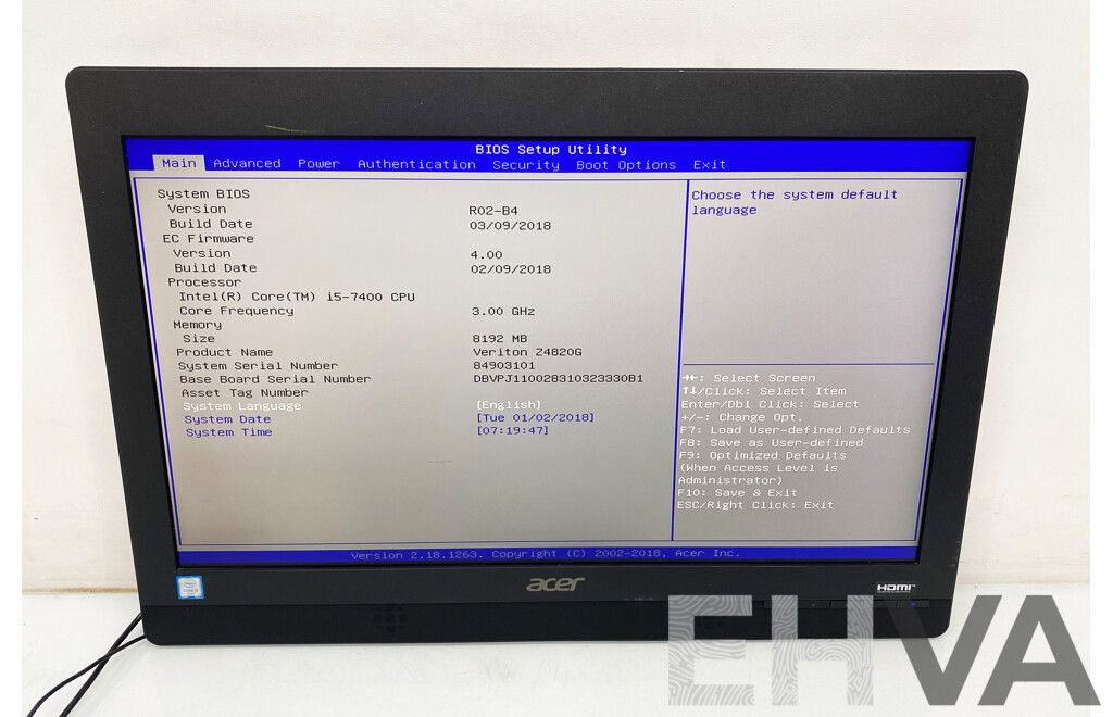 Acer (Z4820G) Veriton Intel Core I5 (7400) 3.0GHz-3.50GHz 4-Core CPU All-in-One Desktop