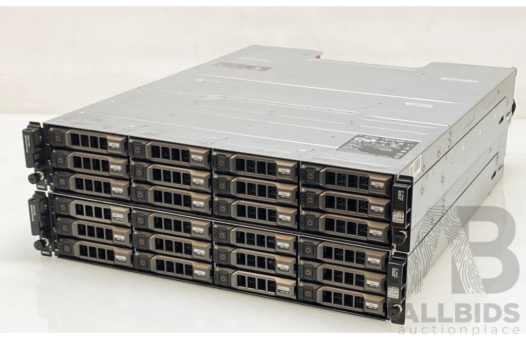 Dell (E03J) Powervault MD1200 SAS Storage Arrays W/ 40TB Storage - Lot of Two