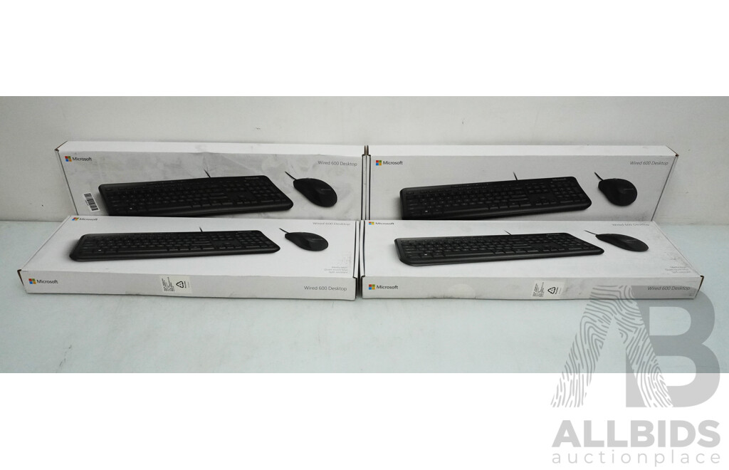 Microsoft Wire 600 Desktop Mouse & Keyboard - Lot of Four