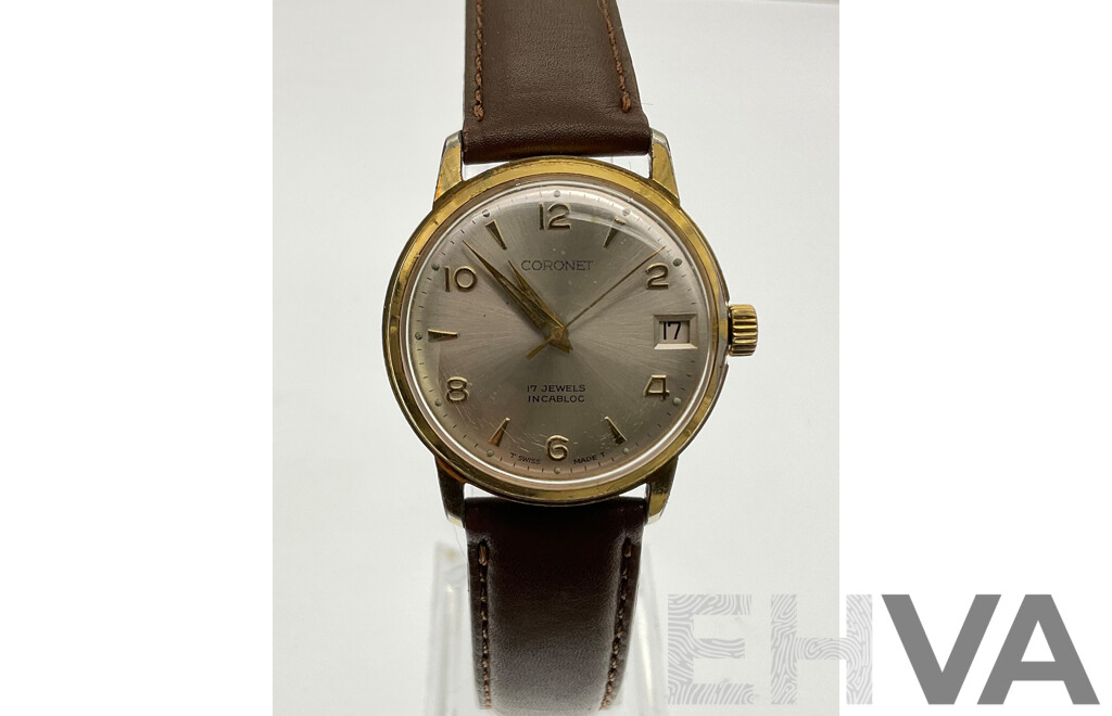 Coronet Vintage 17 Jewel Incabloc Manual Winding Watch, Working