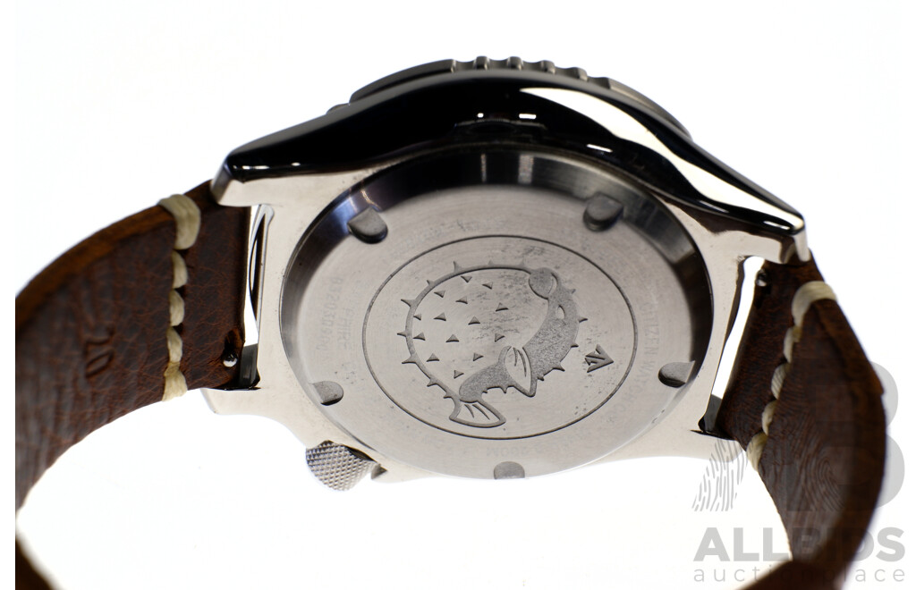 Boxed Citizen Promaster Fugu, 200m Sapphire Crystal with Leather Strap
