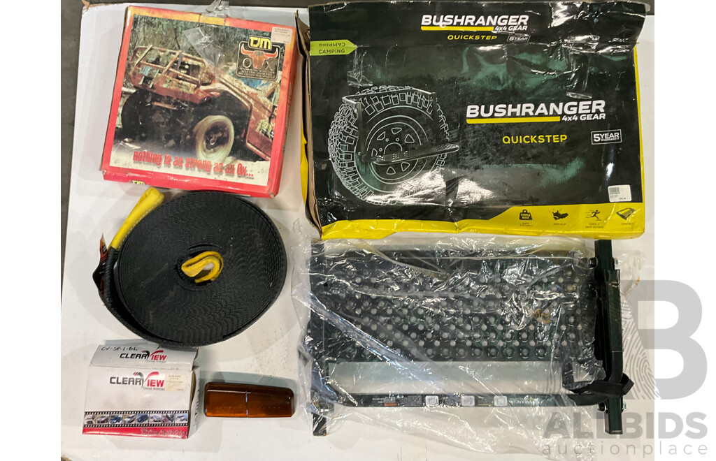 BUSHRANGER Quickstep & TJM Winch Strap & CLEARVIEW LH Indicator - Lot of 3 - Estimated Total ORP$ 234.00