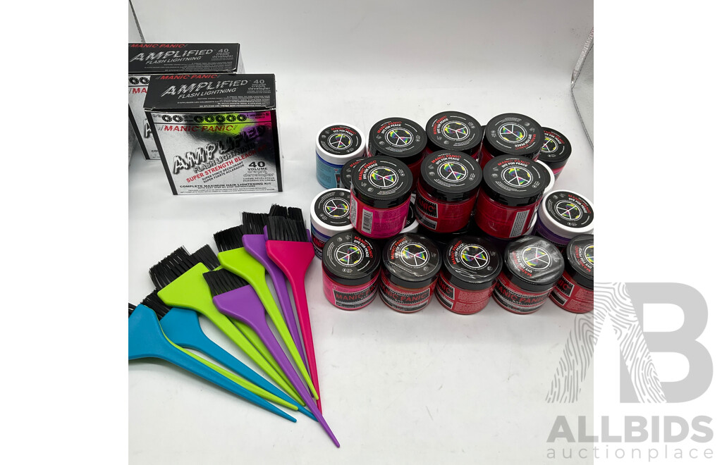 MANIC PANIC Semi Permanent Cream Hair Color & Super Strength Bleach Kit & Large Tint Brush - Lot of 37 - Estimated Total ORP $700.00