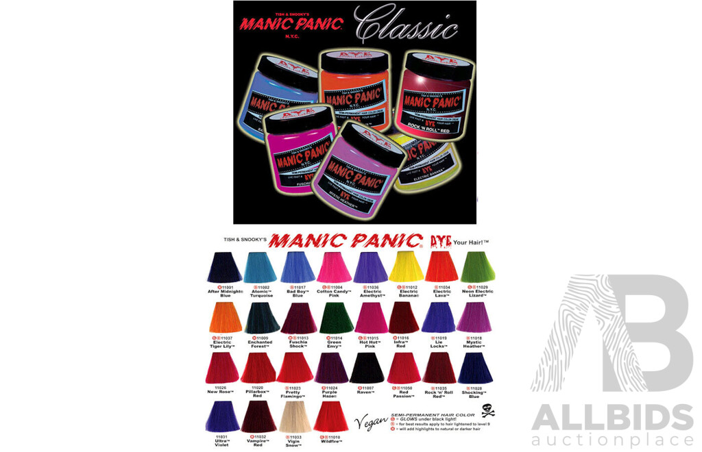 MANIC PANIC Semi Permanent Cream Hair Color & Super Strength Bleach Kit & Large Tint Brush - Lot of 37 - Estimated Total ORP $700.00