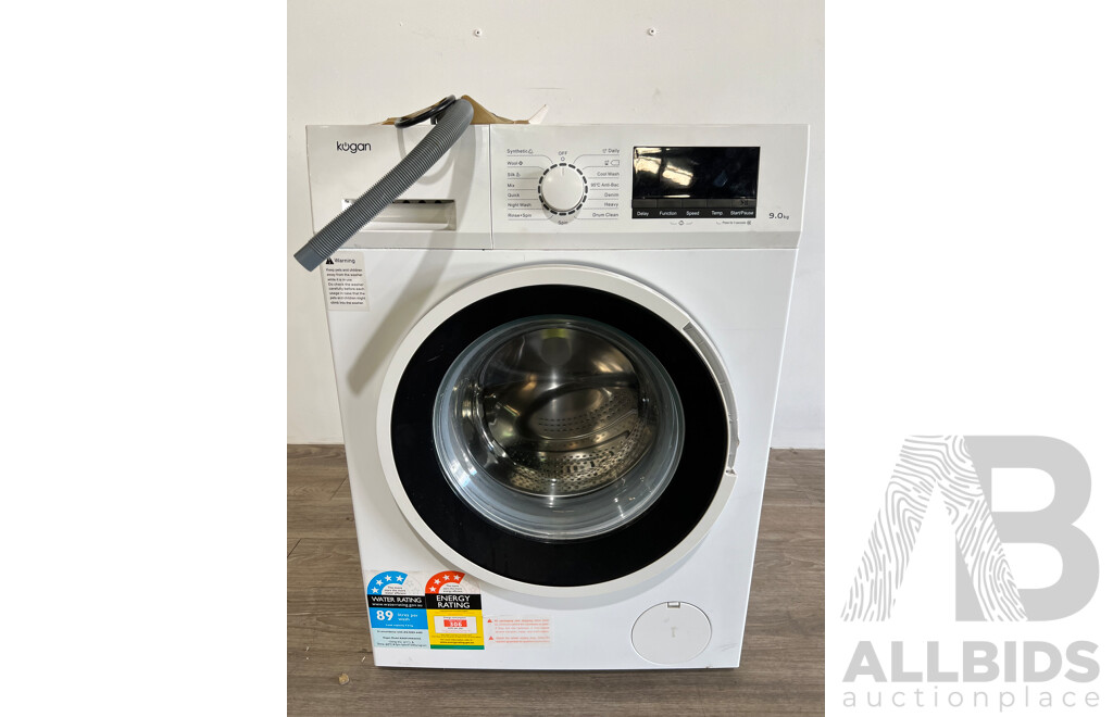 Kogan (KAGFLWASH9A) 9kg Front Load Washing Machine - ORP$539.00(Broken Handle)